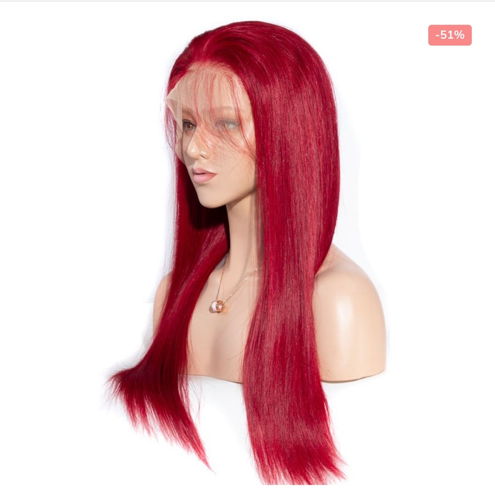 Red 20inch Celie hair real human hair wig